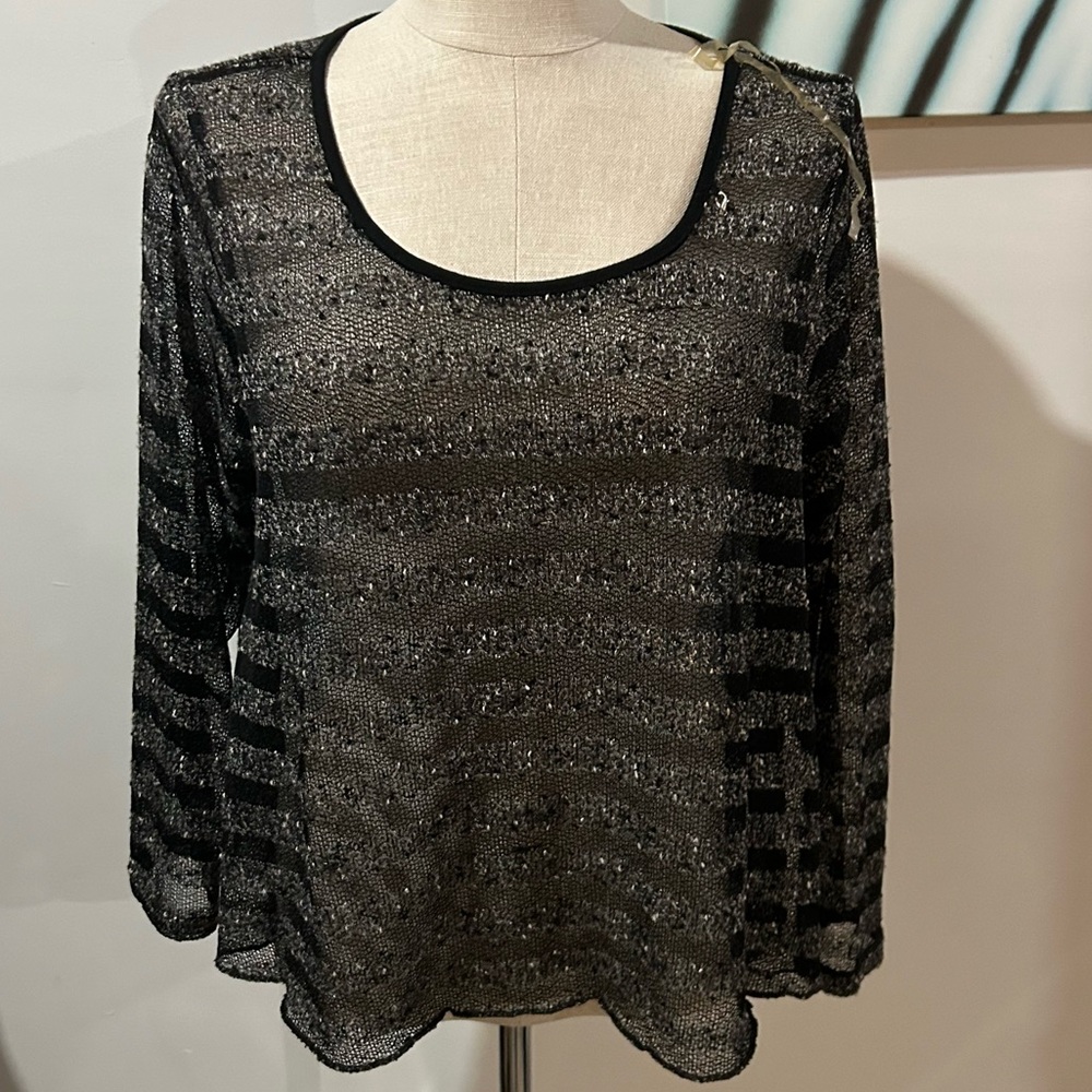 Diamond Supply Co. Black Glitter Striped Blouse